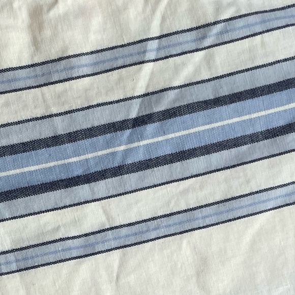 Lemlem Halima Crop Top Striped Off The Shoulder Linen/Cotton Off White/Blue SZ M - Picture 4 of 16